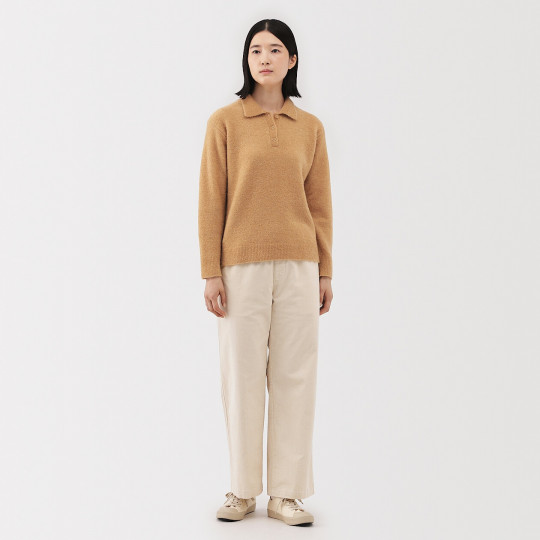 Sweter boucle polo camel