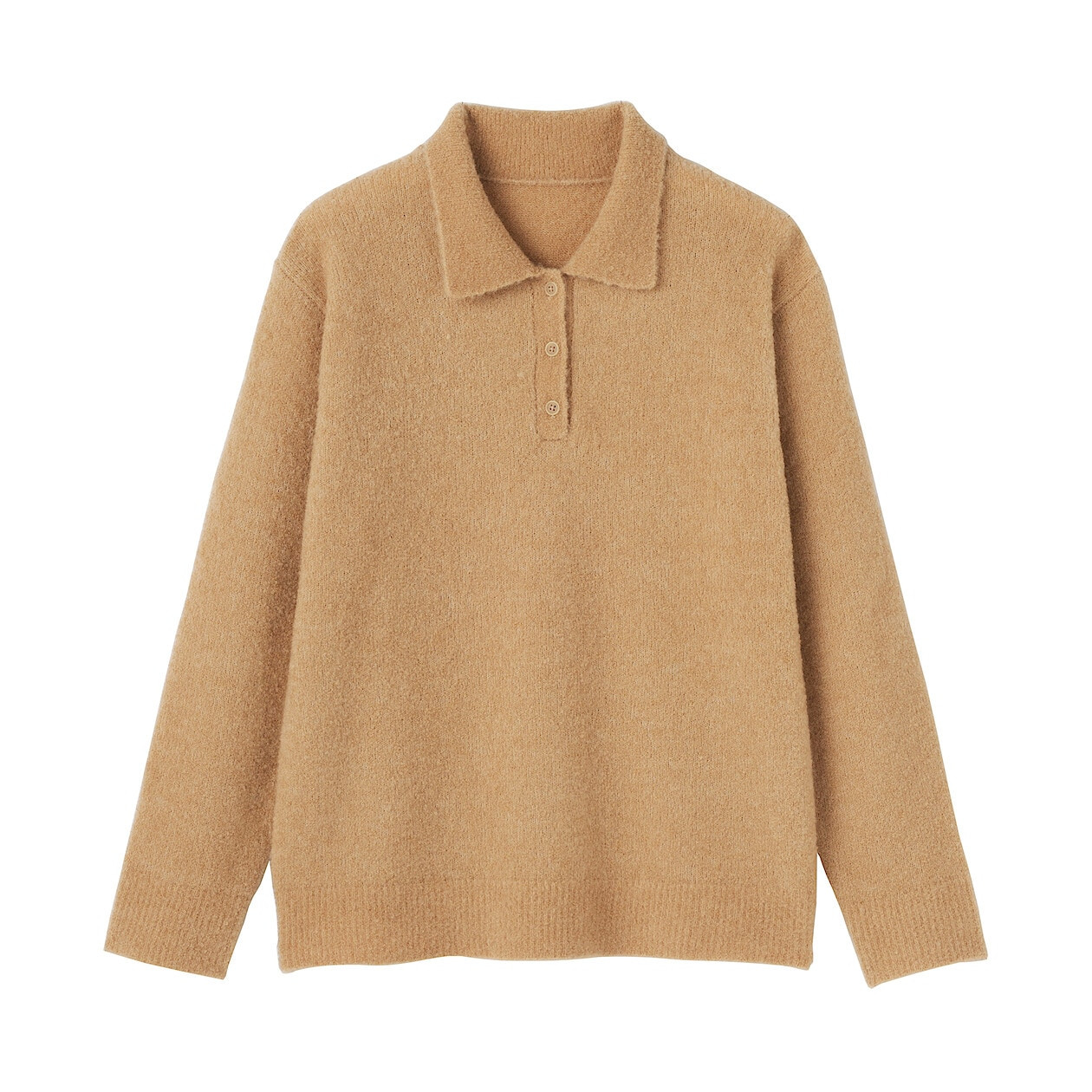 Sweter boucle polo camel