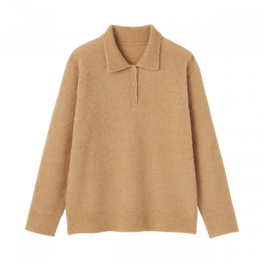Sweter boucle polo camel