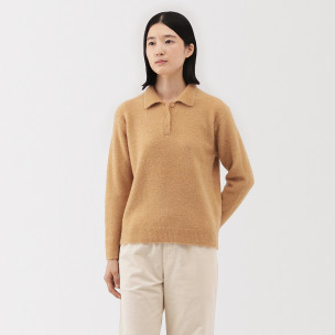 Sweter boucle polo camel