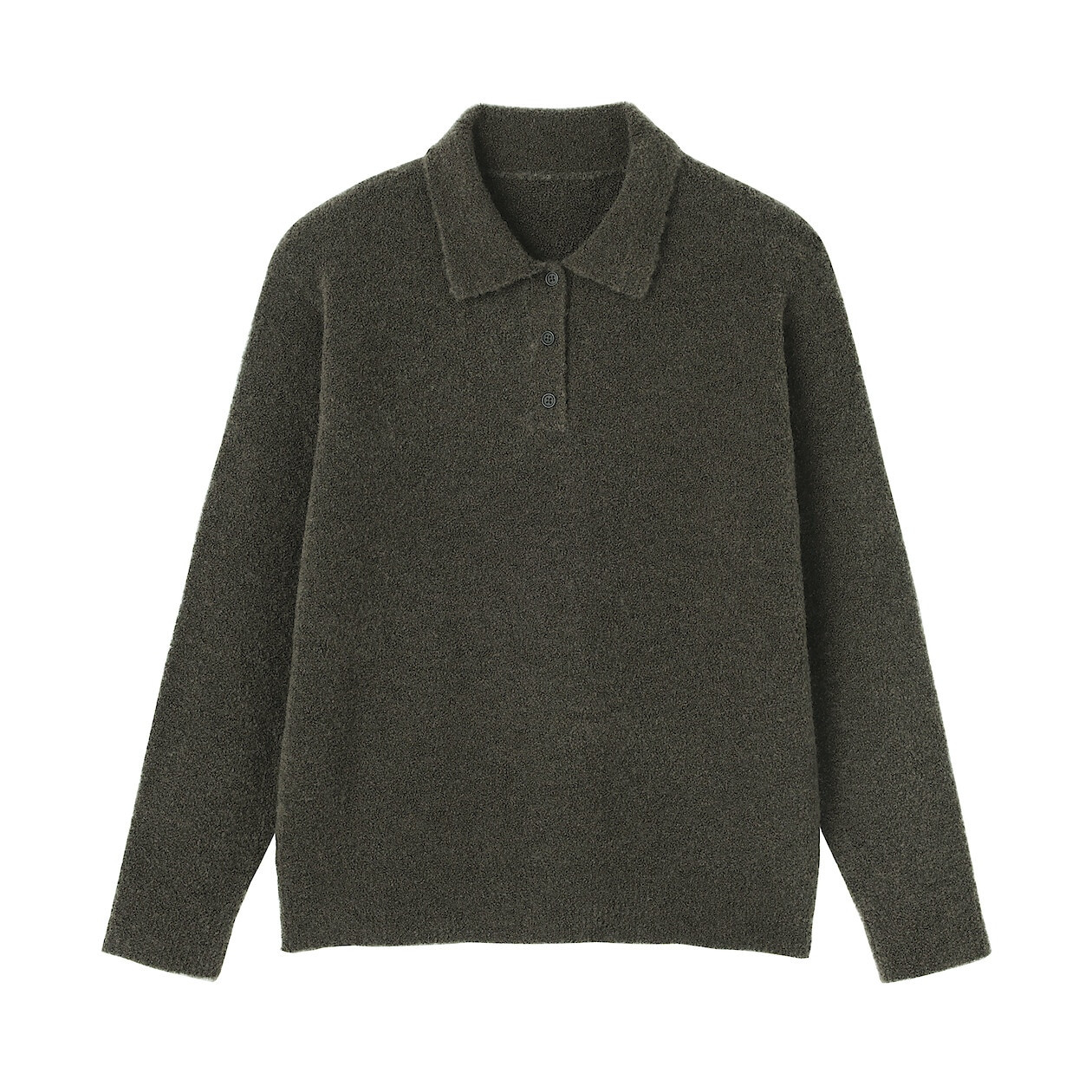 Sweter boucle polo khaki