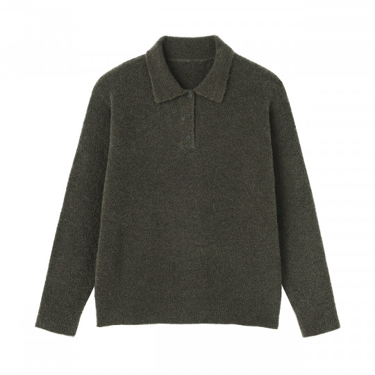 Sweter boucle polo khaki