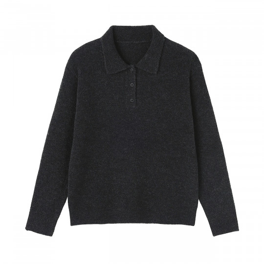 Sweter boucle polo szary