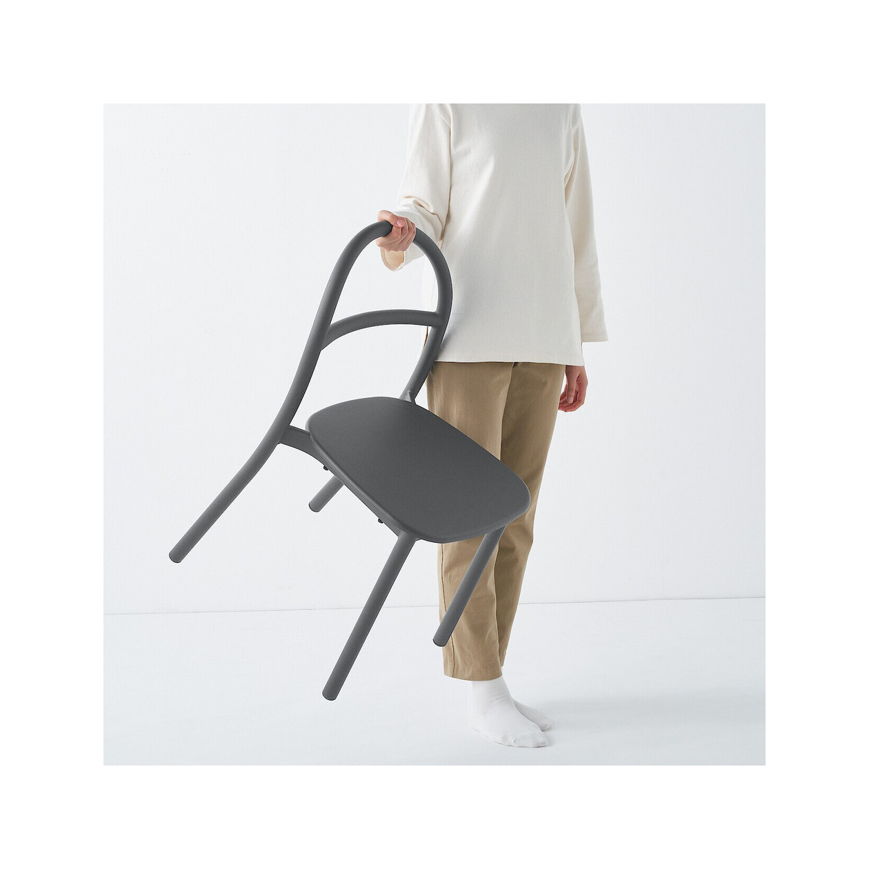 Krzesło aluminium ciemny szary 52x47,5x77cm - zestaw 4 szt.