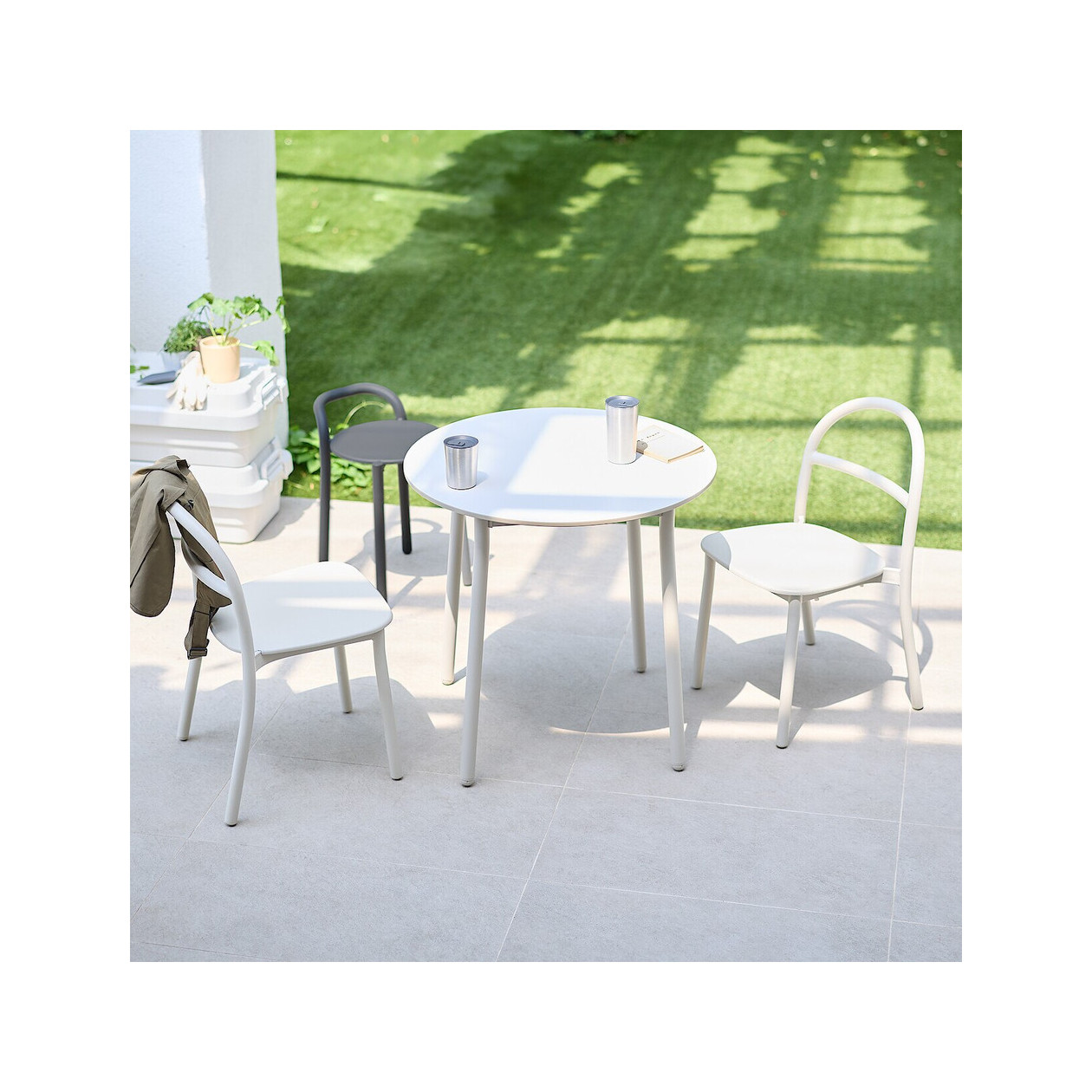 Stół aluminium jasny szary S 75x75x72cm