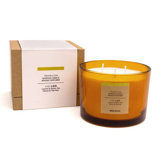 Świeca zapachowa z 3 knotami cytryna i zielona herbata