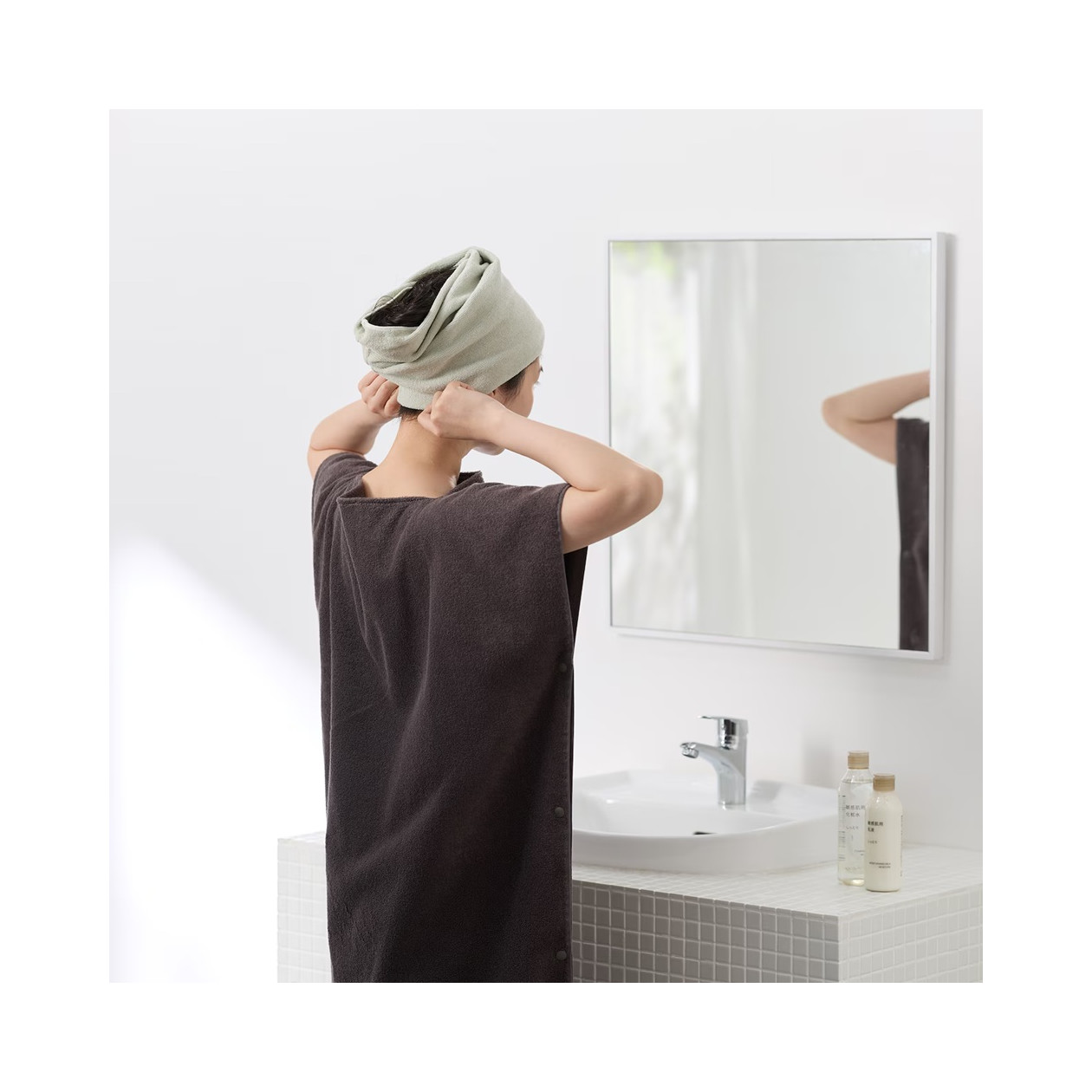 Elastyczny turban do włosów frotte szary