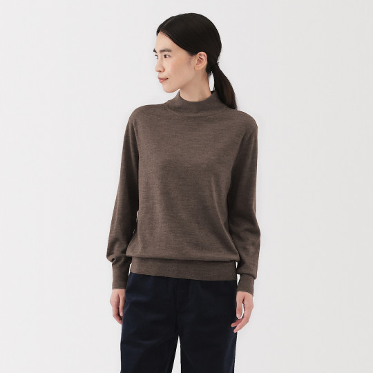 Półgolf niegryzący wełniany brązowy