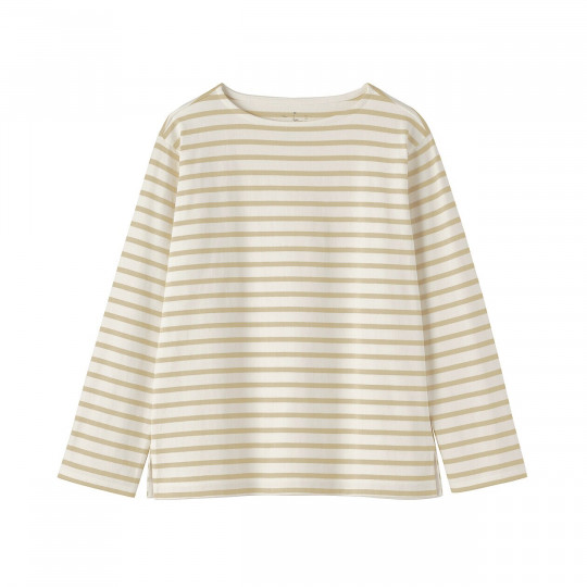 Bluzka z dekoltem w łódkę w paski żółta