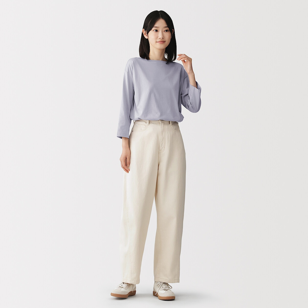 Bluzka z dekoltem w łódkę fioletowa