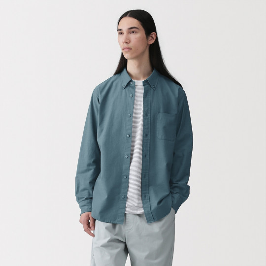 Koszula z bawełny oxford niebieska