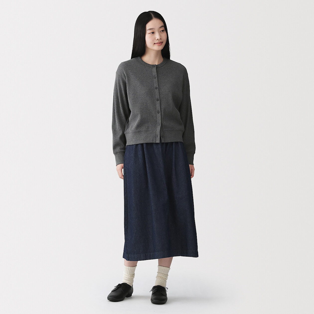 Kardigan bawełniany waffle grafitowy