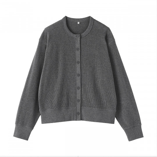 Kardigan bawełniany waffle grafitowy