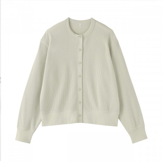 Kardigan bawełniany waffle jasnozielony