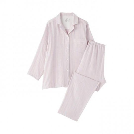 Piżama double gauze w paski lawendowa