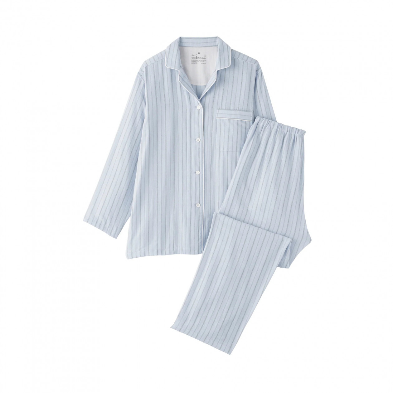Piżama double gauze w paski błękitna
