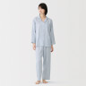 Piżama double gauze w paski błękitna
