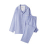Piżama męska double gauze w paski niebieska