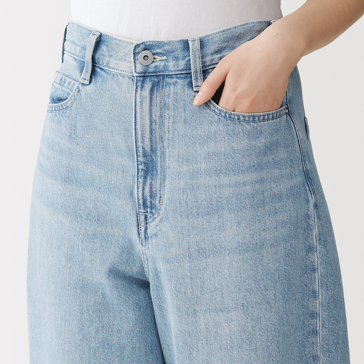 Spodnie z kapoku cocoon denim błękitne