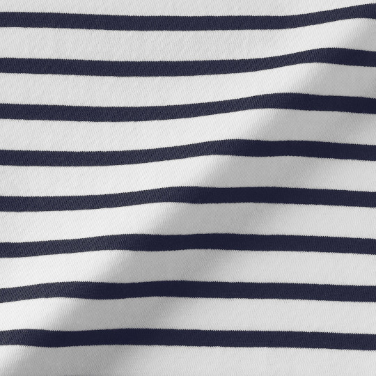 Bluzka z dekoltem w łódkę i krótkim rękawem w granatowe paski