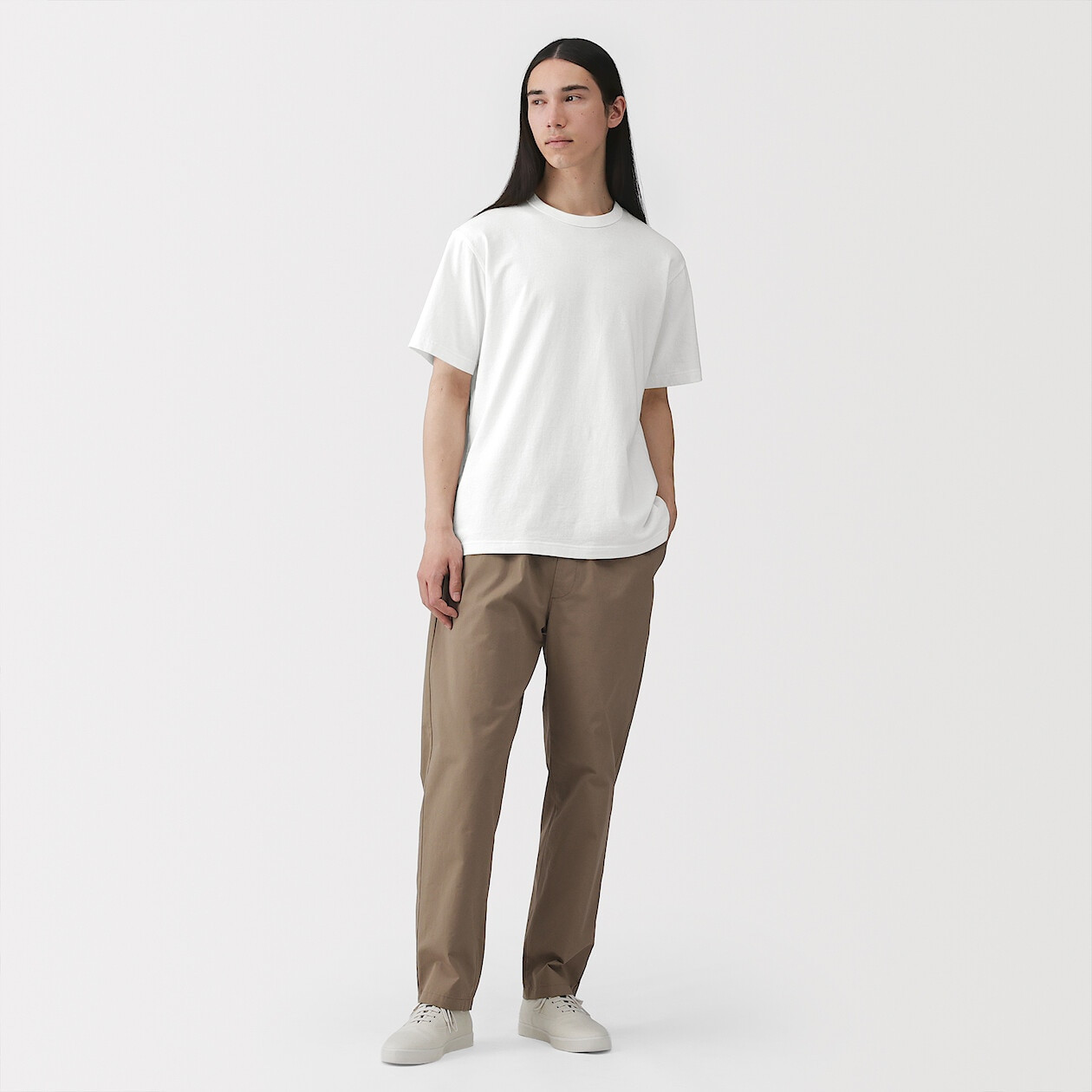 T-shirt z  grubo tkanej bawełny biały