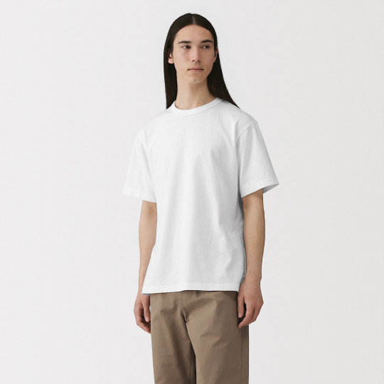 T-shirt z  grubo tkanej bawełny biały