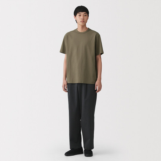 T-shirt z grubo tkanej bawełny ciemnozielony