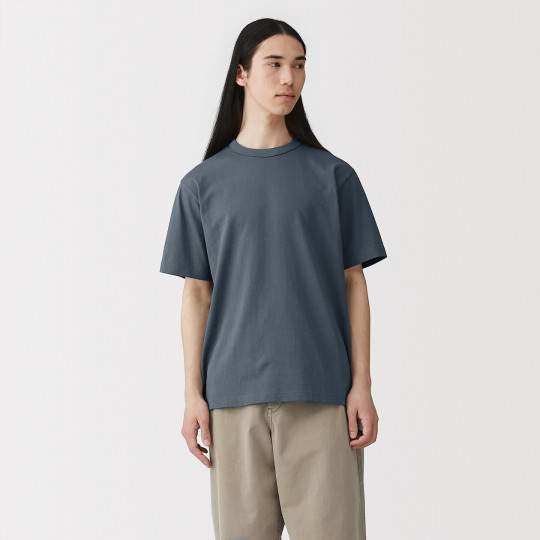 T-shirt z grubo tkanej bawełny niebieski