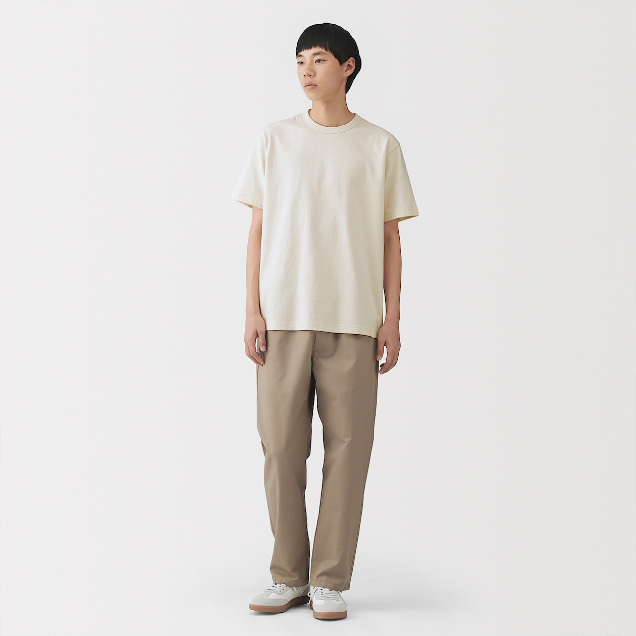 T-shirt z grubo tkanej bawełny natural