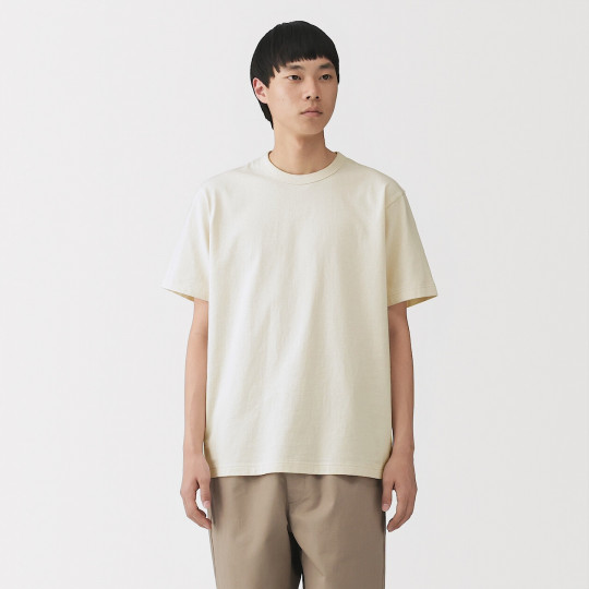 T-shirt z grubo tkanej bawełny natural