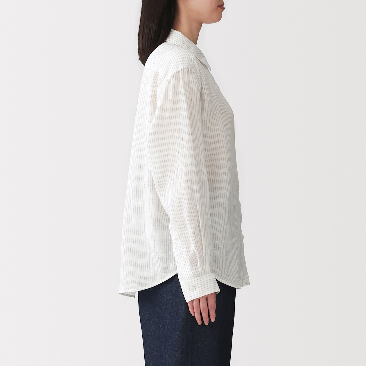 Koszula lniana biała w paski