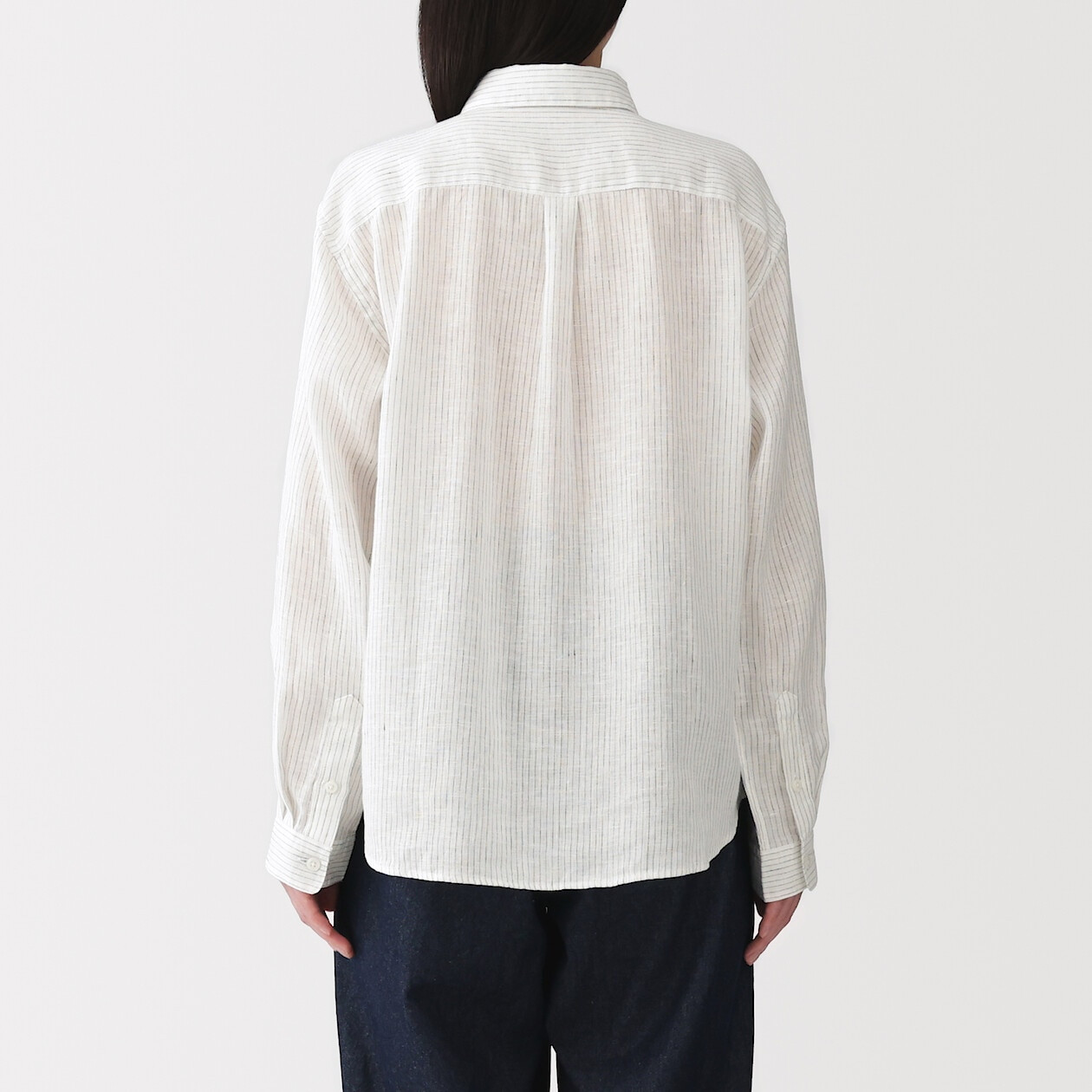 Koszula lniana biała w paski