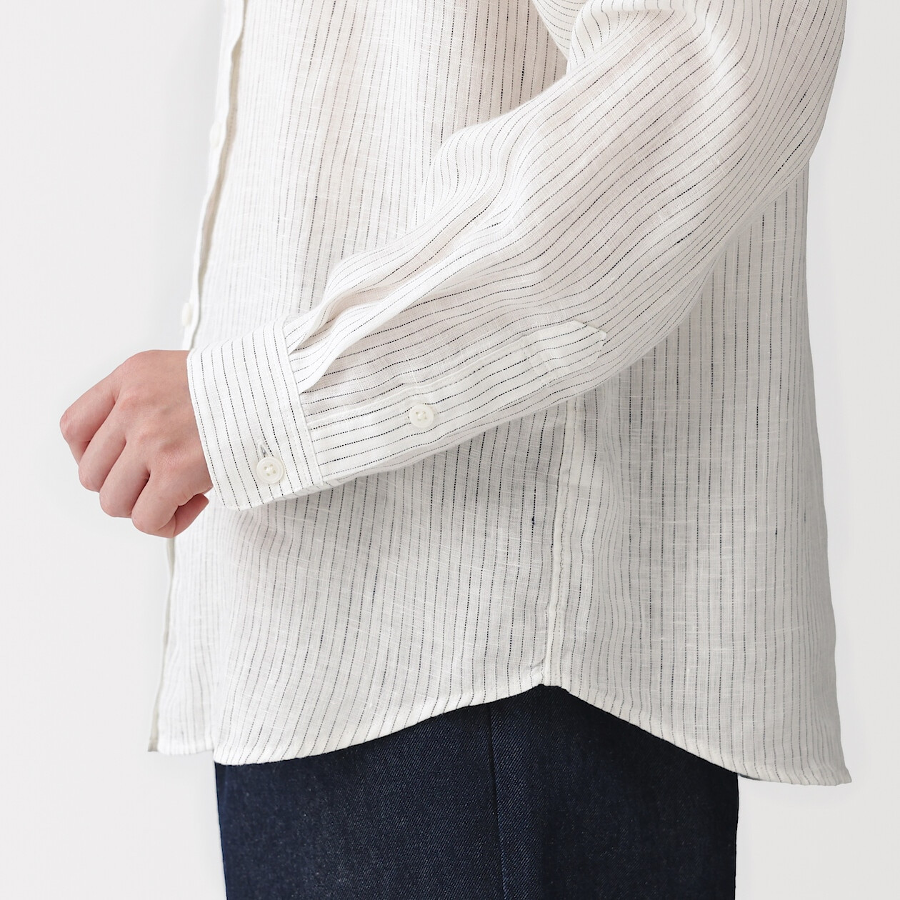 Koszula lniana biała w paski