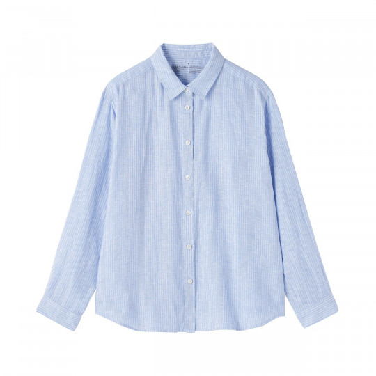 Koszula lniana błękitna w paski