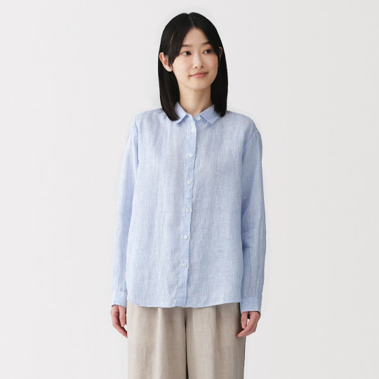 Koszula lniana błękitna w paski