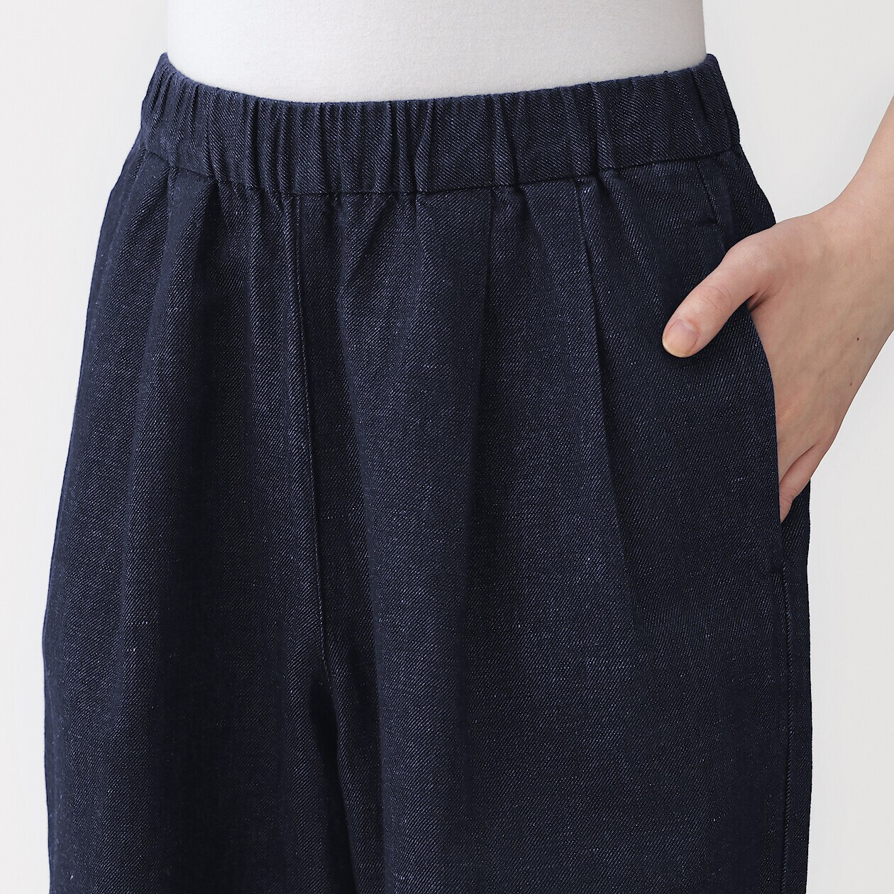 Spodnie lniane easy fit denim granatowe