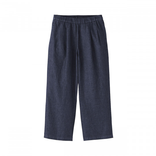 Spodnie lniane easy fit denim granatowe