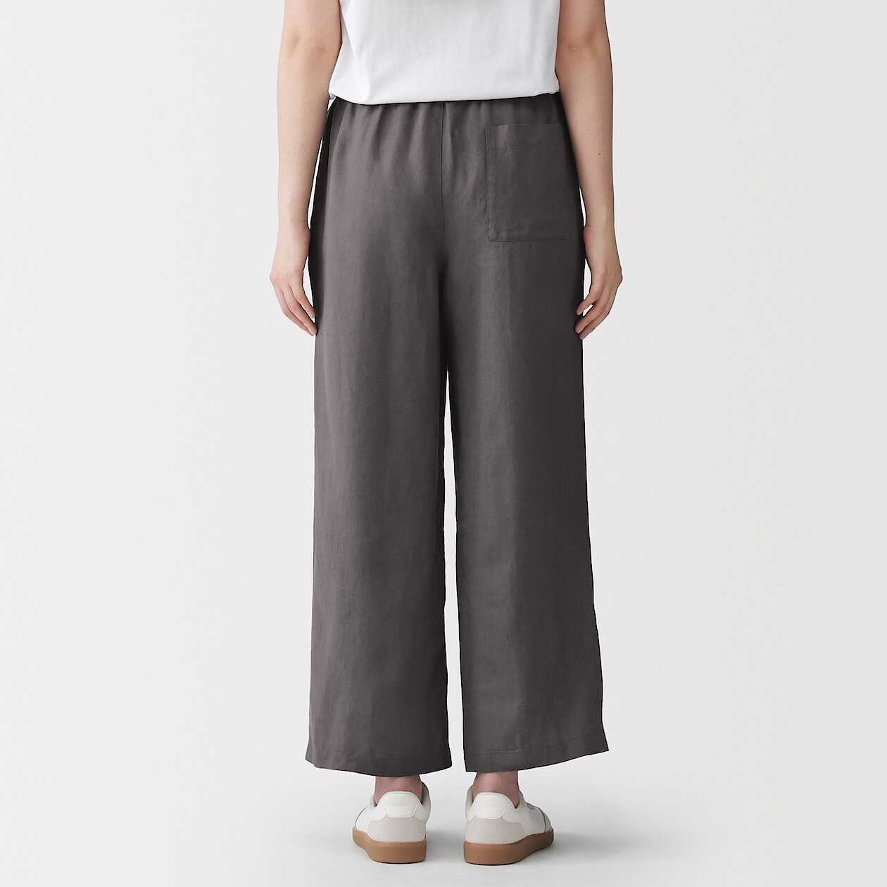 Spodnie lniane easy fit szare