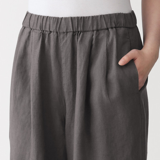 Spodnie lniane easy fit szare