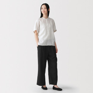 Spodnie lniane easy fit czarne