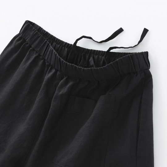 Spodnie lniane easy fit czarne