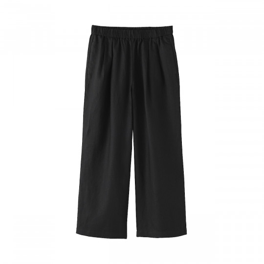 Spodnie lniane easy fit czarne