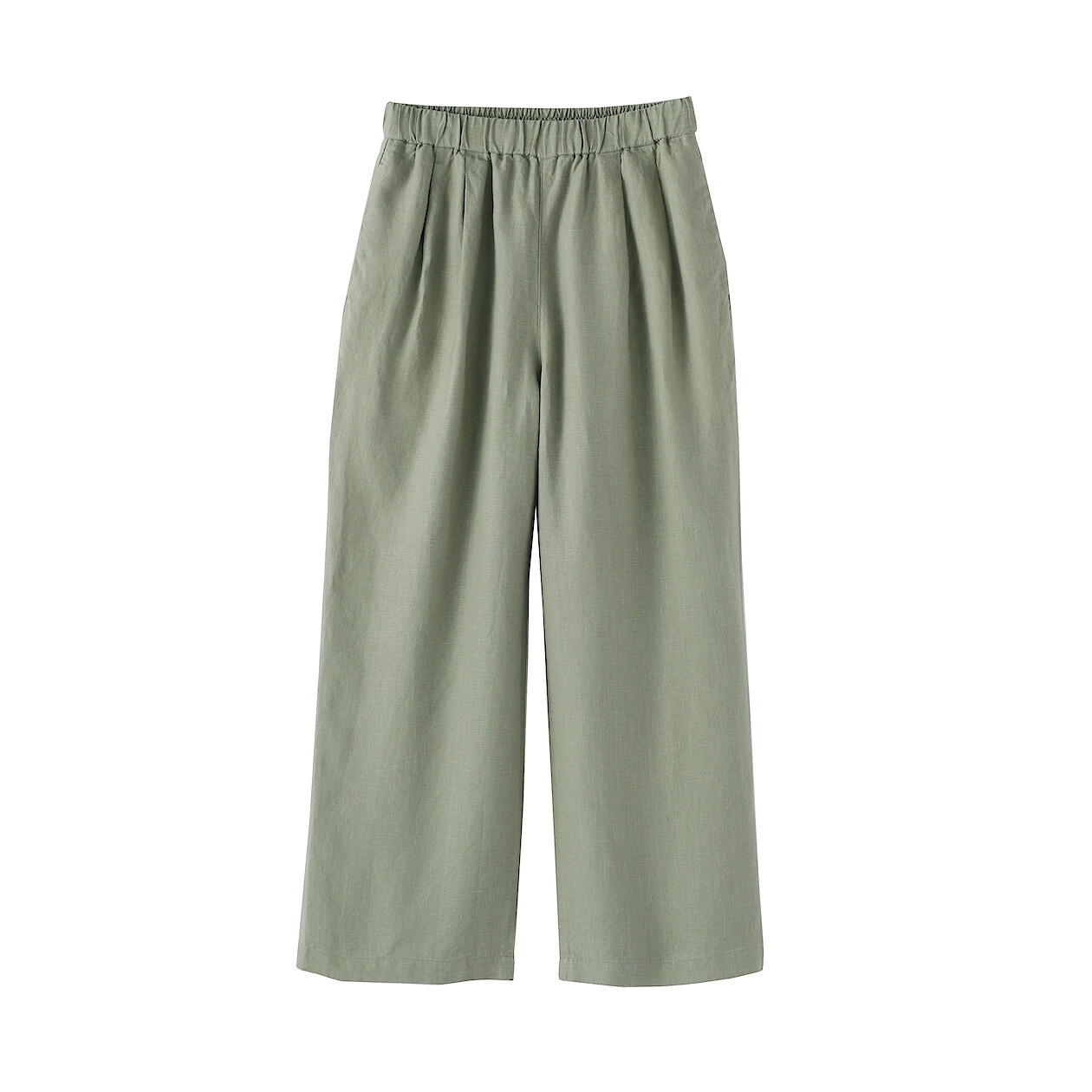 Spodnie lniane easy fit zielone