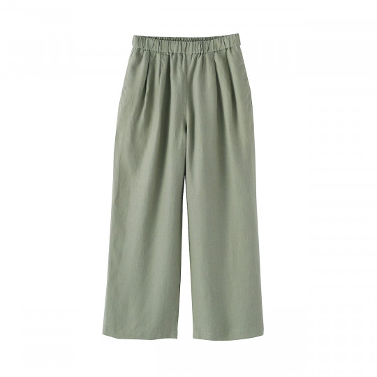 Spodnie lniane easy fit zielone