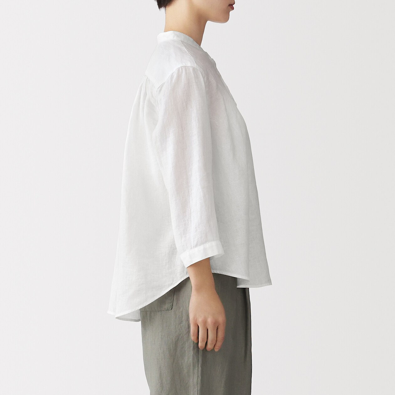 Bluzka lniana z rękawem 3/4  biała