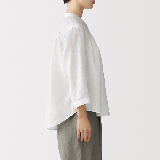 Bluzka lniana z rękawem 3/4  biała