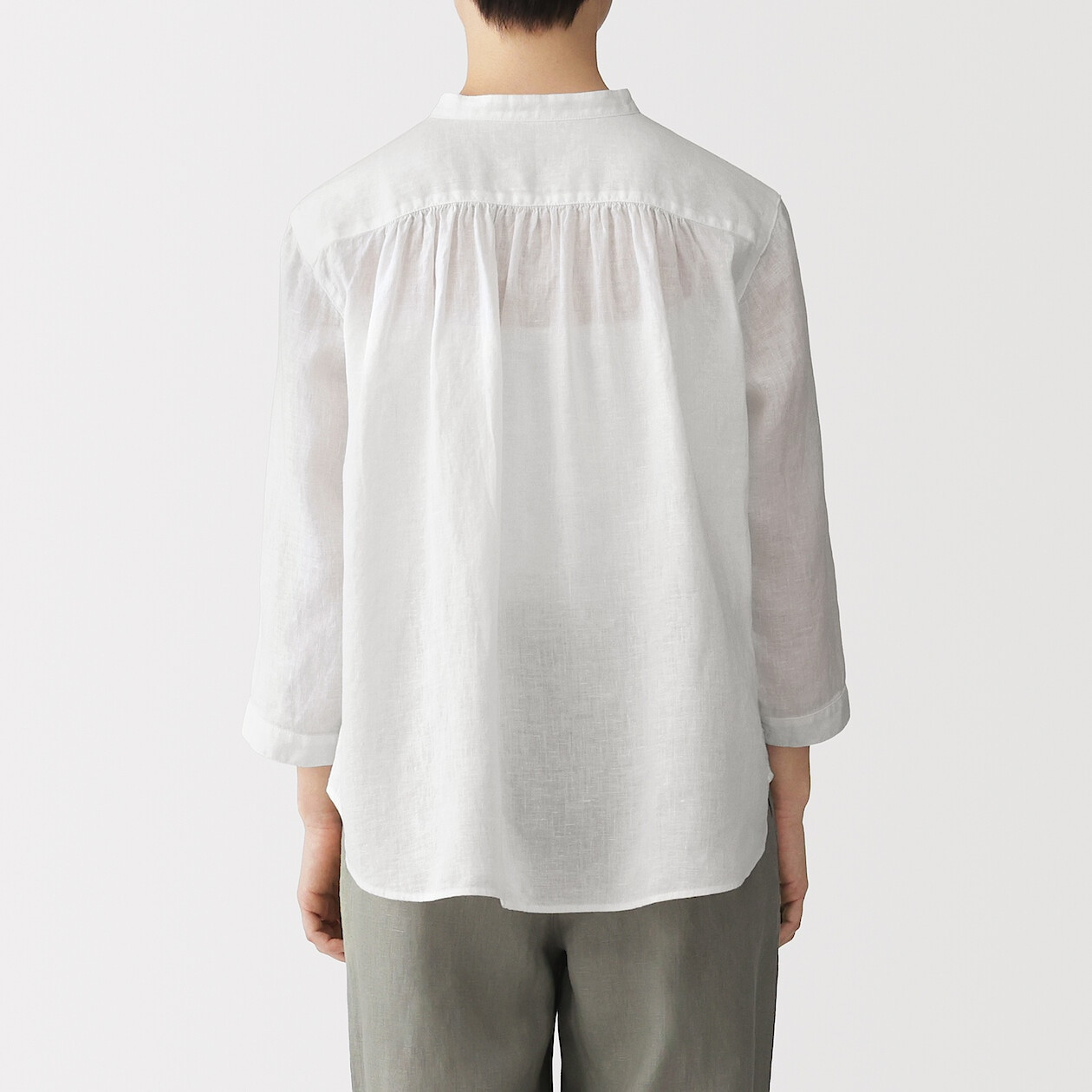 Bluzka lniana z rękawem 3/4  biała