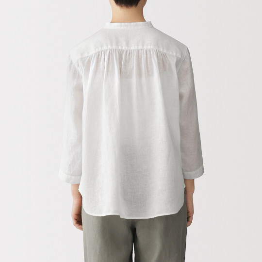 Bluzka lniana z rękawem 3/4  biała