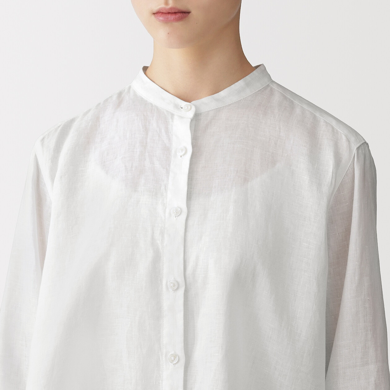 Bluzka lniana z rękawem 3/4  biała