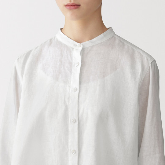 Bluzka lniana z rękawem 3/4  biała